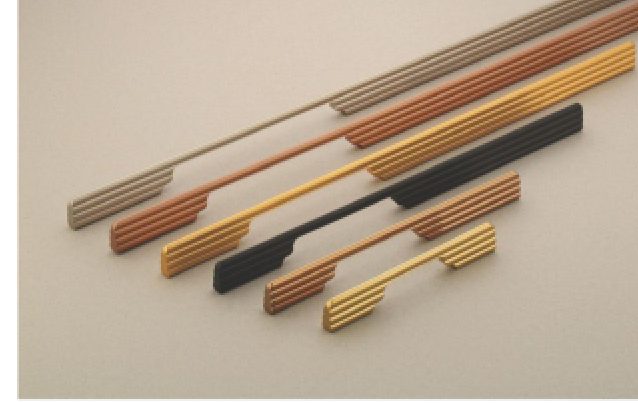 Wardrobe handle range in gold, rose gold and black